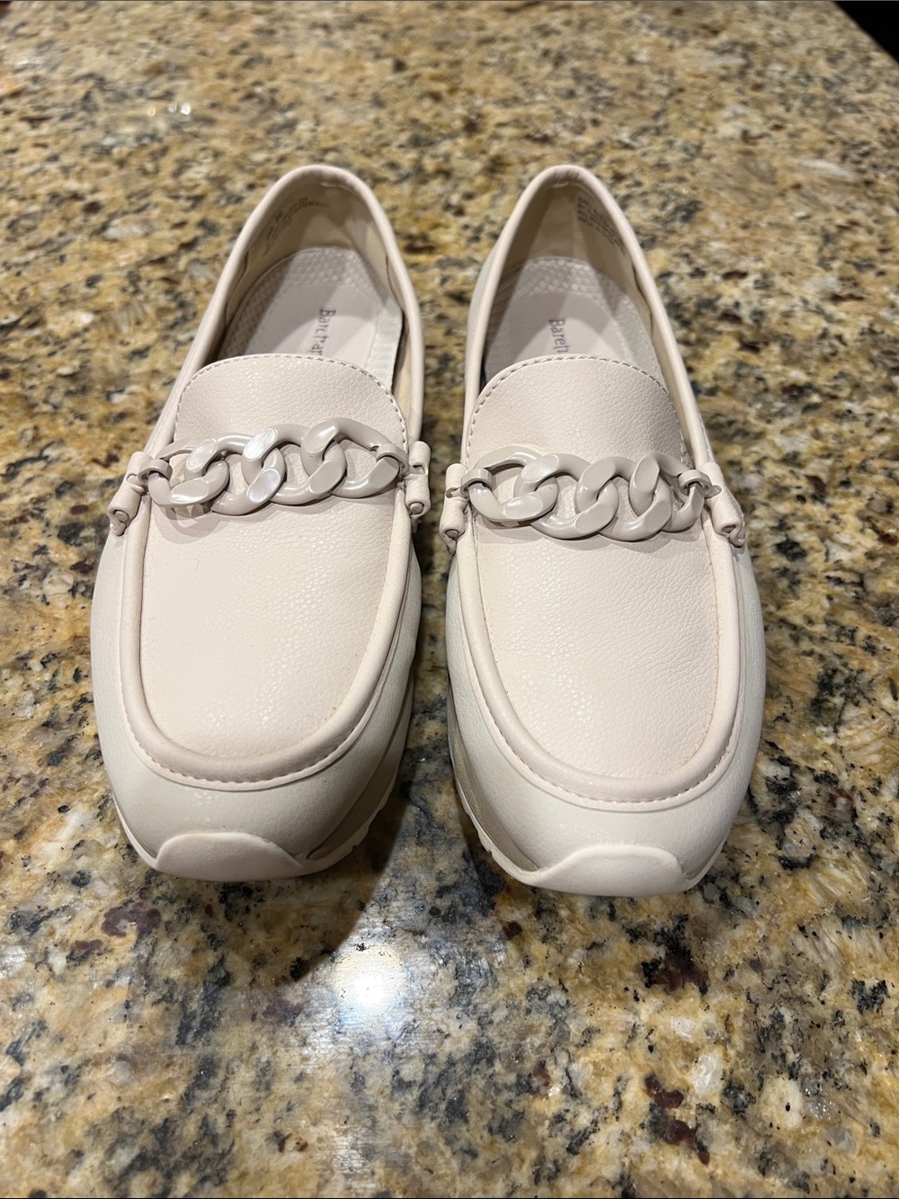 BareTraps Cream Chain-Trim Loafers